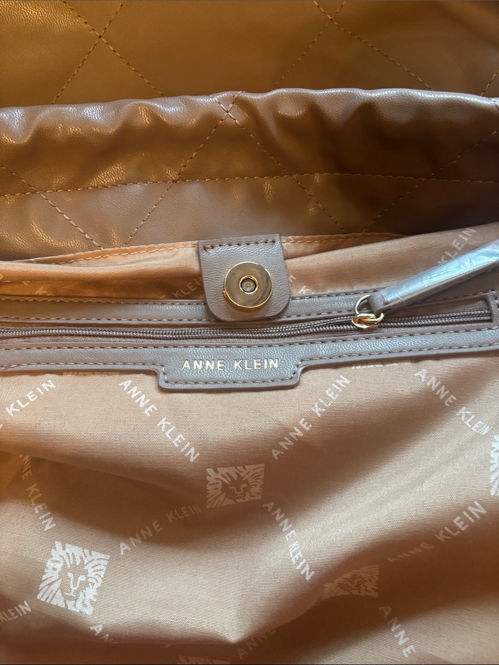 Anne Klein Blush Quilted Shoulder Bag with Gold Logo - Picture 6 of 6